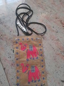 Unused Velvety Soft Elephant Emroidry Mobile Pouch