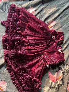 Wine Wedding Wear Fancy Frok Baby