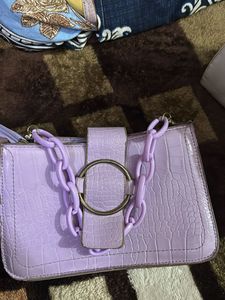 Lilac Croc Embossed Chain Bag