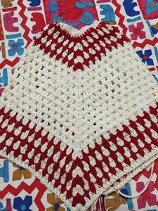 Red &amp; White Crochet Cape