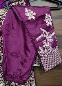 Elegant Embroidered Purple Kurta