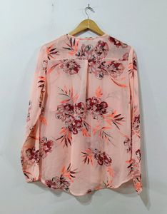 Harpa Peach Floral Sheer Top(Women)