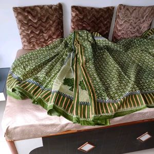 🛍️Green Floral Cotton Saree ⭐⭐⭐⭐⭐