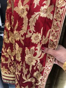 Elegant Cherry Red Gown Set with Dupatta