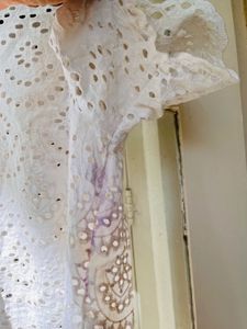 Schiffli White Eyelet Top - Perfect for Summer