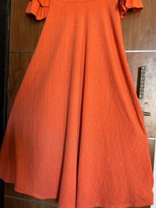 Coral Color Party Wear Gown