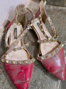 Shein Red Studded Flats