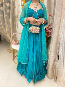 Teal Lehenga Choli with Dupatta