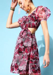 Pink Floral Mini Dress