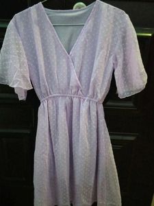 Lavender Polka Dot Mini Dress