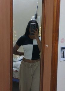 Black &amp; White Patchwork Tee