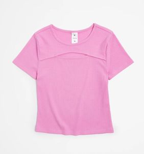 Pink Cutout Ribbed Tee