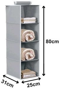 4 Shelf Closet/Wardrobe Hanging Organizr Rack Grey