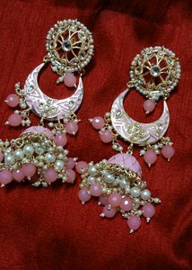 Pink Kundan Jhumka Earrings💗