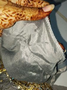 Gray &amp; Gold Embroidered Asian Dress