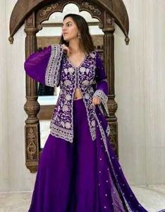 Purple Embroidered Kurta Set
