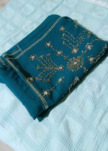 Teal Embellished Saree