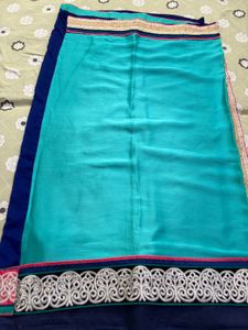 Elegant Blue &amp; Turquoise Saree