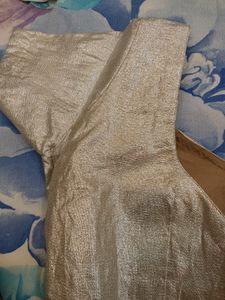 Silver Brocade Customized Blouse With Lining Inside New With Tag Size 36