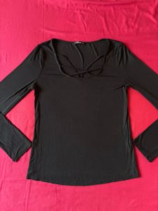Shein Black Crisscross Long Sleeve Top