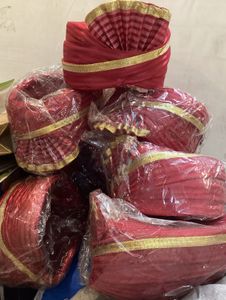 Red &amp; Gold Wedding/ Fancy dress Turban 9pcs
