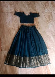 Elegant Peacock Colour Pattupavada Set New