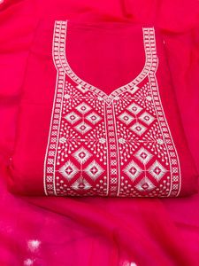 Pink Embroidered Kurti Top