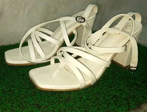 White Strappy Heeled Sandals