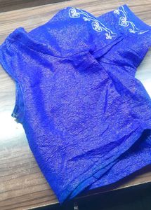 Shimmery Blue Saree With Blouse