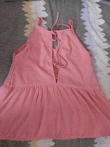 Cute Pink Top with Back- Knot Pattern