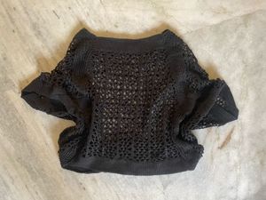 Black Knit Crop Top