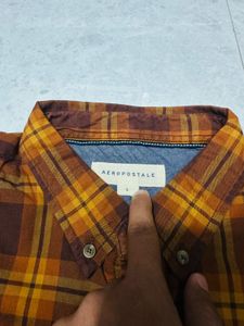 Aeropostale Brown Check Party Wear Shirt