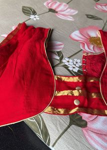 Beautiful Red Floral Saree With Blouse