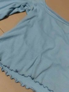 Cute Light Blue Long Sleeve Top