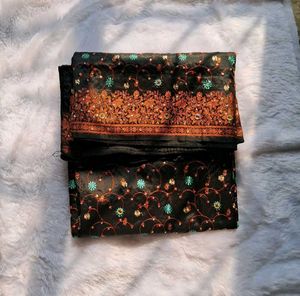 BLACK SAREE WITH COPPER DESIGN