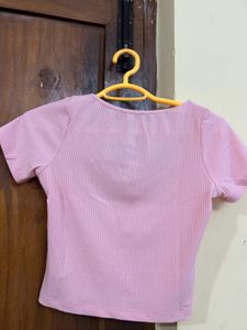 MADAME Ribbed Button-Down Top