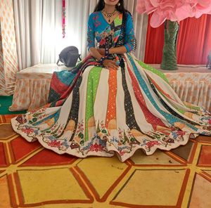 Colorful Embroidered Lehenga With Necklac