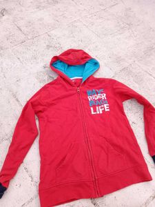 Boys Red 'Wave Rider' Zip Hoodie