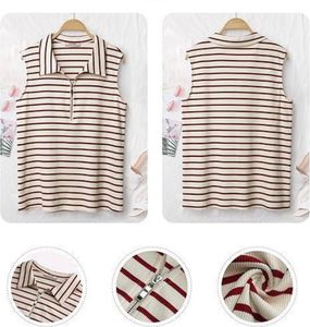 Striped Sleeveless Polo Top