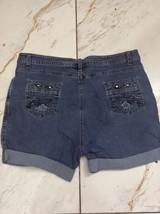 Denim Flower Shorts - Size 34