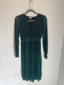 Green Shimmer Wrap Dress