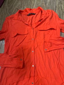 Orange Button-Down Shirt