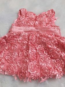 Pink Floral Applique Dress