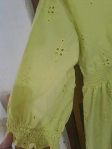 Lime Green Schiffle Dress