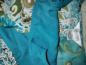 Boho Teal Floral Blouse