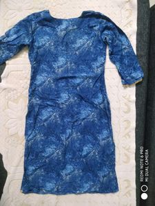 Blue Tie Dye Embroidery Kurti