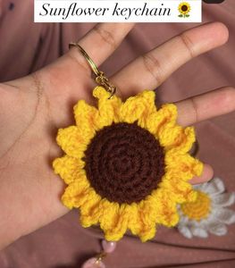 Sunflower Crochet Keychain