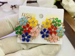 Colorful Gemstone Flower Earrings