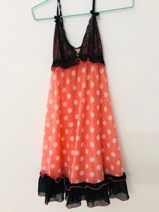 Pink Colour Polka Dot fancy night dress for M size
