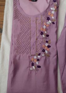 Lilac Embroidered Kurta Pant Set